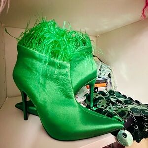 Green Feather Heels